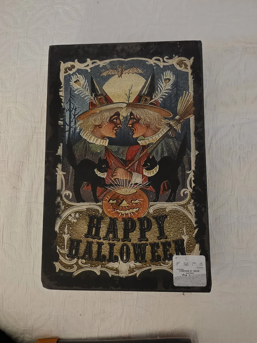 Vintage-Style Happy Halloween Faux Book Prop/ Orange & Black